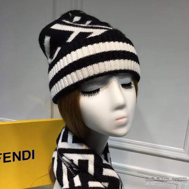 FENDI芬迪 原單 官網最新羊毛針織帽子圍巾套裝 男女同款 LLWJ6216